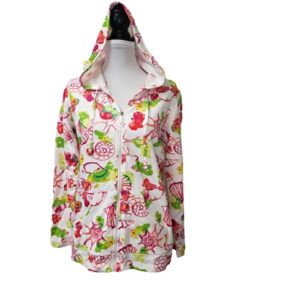 Sun Bay Missy Colorful Lightweight Hooded Jacket Size Small